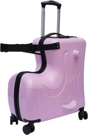 20'' Kids Ride On Luggage Hardside Suitcase Kids Luggage with Spinner Wheels Carry On Trolley Suitcase with Safety Belt and Telescoping Handle for Airports Trips