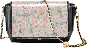 Abstract Floral Bright Color Women Crossbody Purse Casual Leather Shoulder Bags Tote Satchel with Chain Strap
