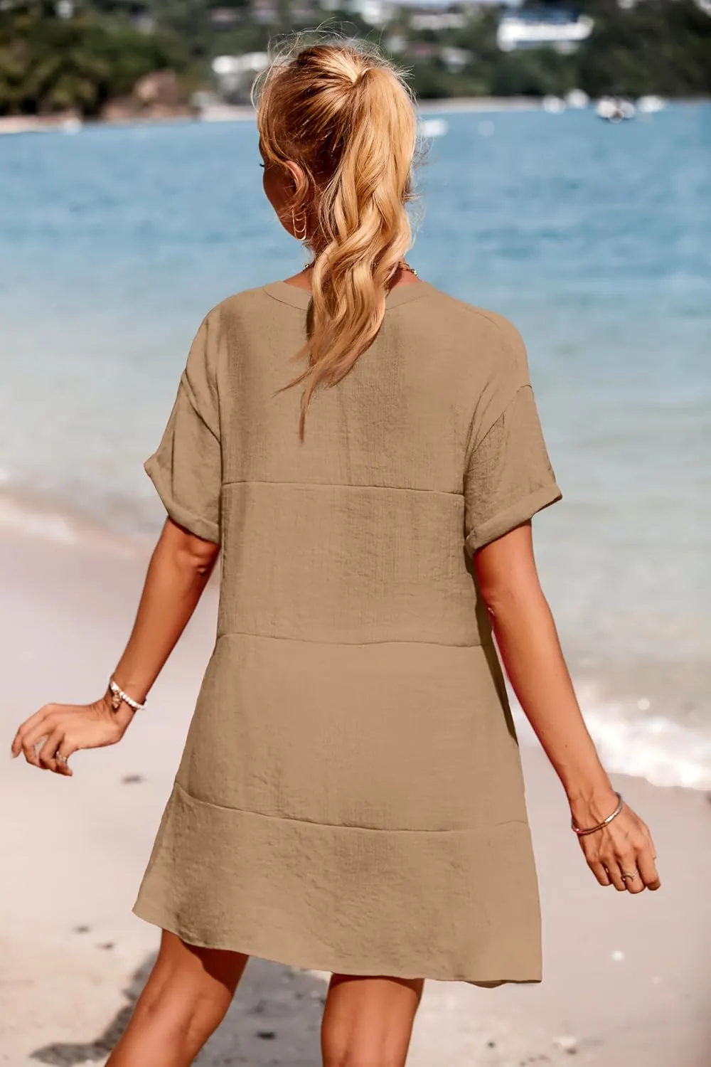 AI'MAGE Women's Swimsuit Coverups Bikini Beach Swimwear Cover Up A-line Bathing Suit Cover Up Dress with Pockets