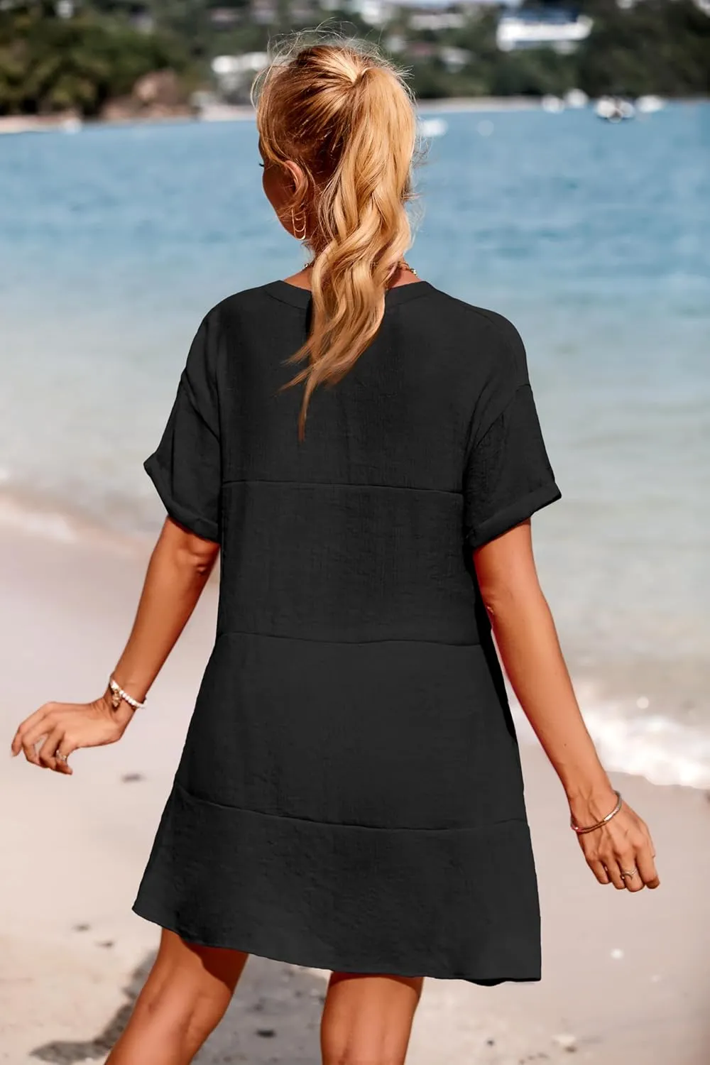 AI'MAGE Women's Swimsuit Coverups Bikini Beach Swimwear Cover Up A-line Bathing Suit Cover Up Dress with Pockets