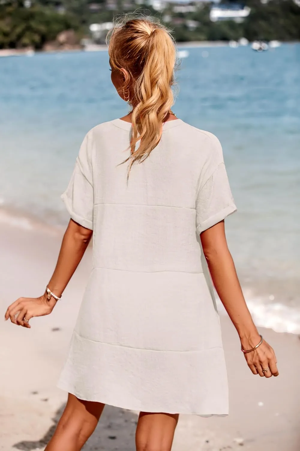 AI'MAGE Women's Swimsuit Coverups Bikini Beach Swimwear Cover Up A-line Bathing Suit Cover Up Dress with Pockets