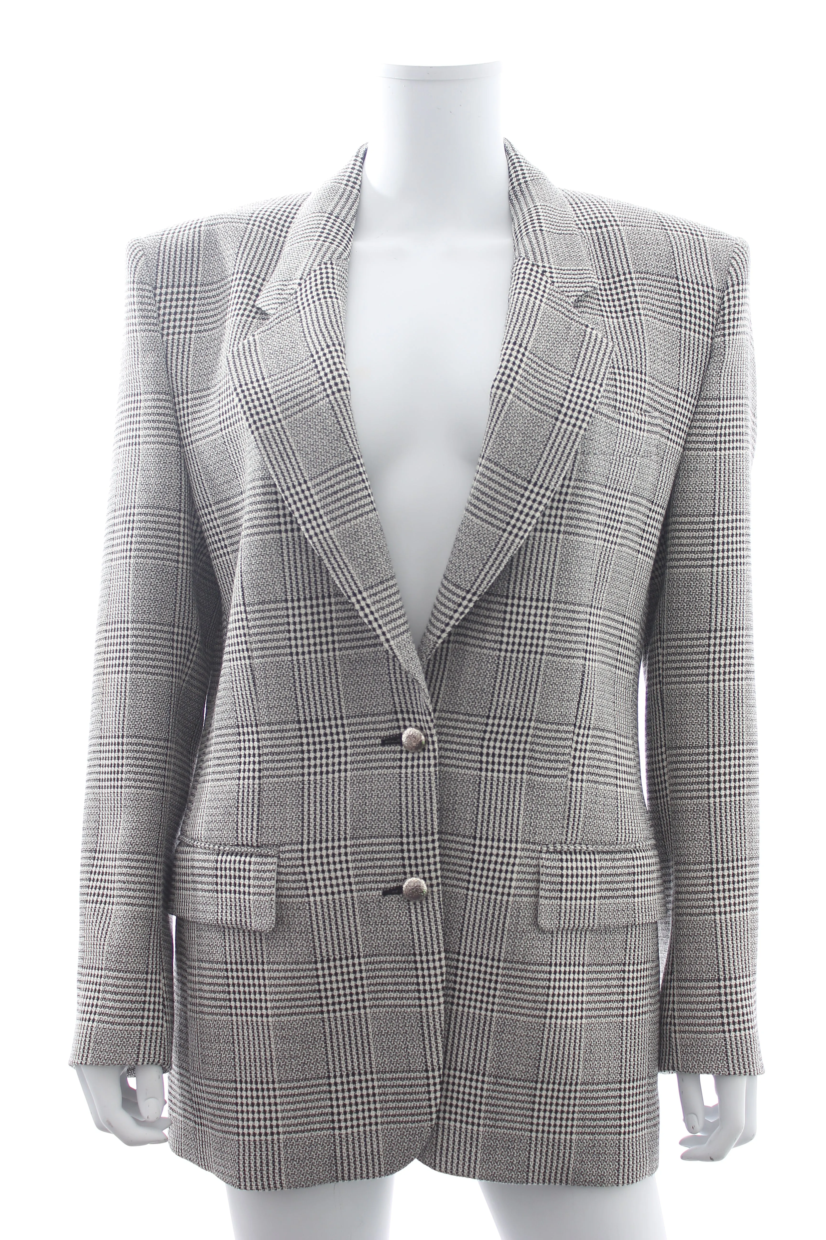 Alessandra Rich Prince of Wales Checked Wool Blazer