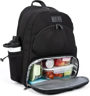 Alira Laptop Backpack with Built-In Lunch Box for Women, Travel Backpack with Cooler Compartment, Lunch Bag Women, Neoprene, 17-Inch Laptop Holder, Includes Belt Bag (Black)