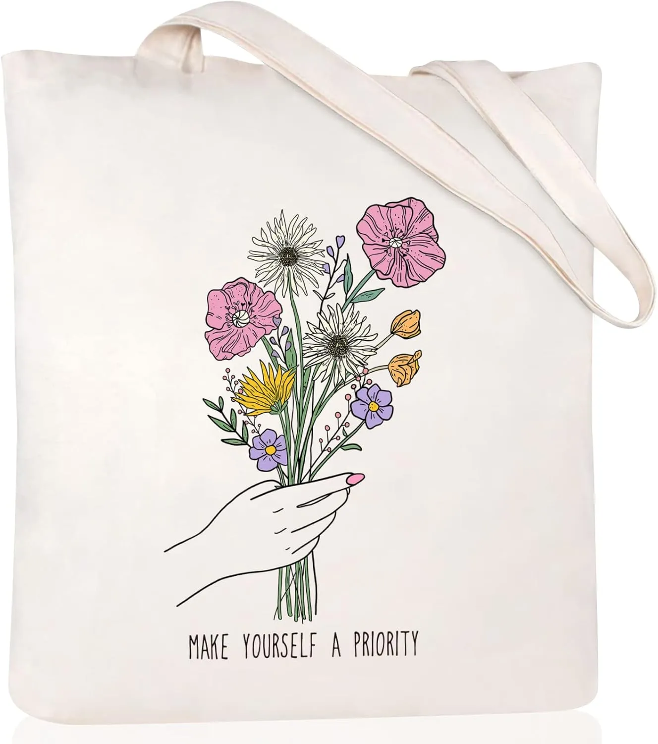 Andeiltech Canvas Tote Bag for Women Aesthetic Cute Cat Shopping Grocery Reusable Bags with Inner Zipper Women Gift