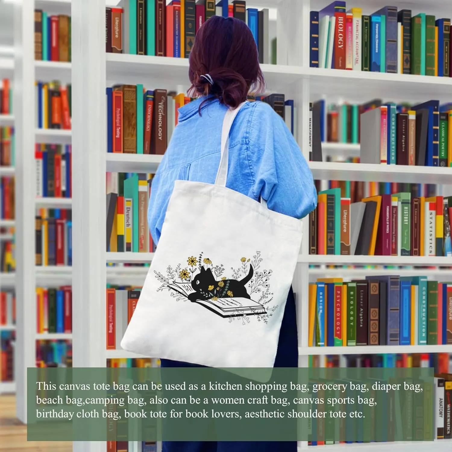 Andeiltech Canvas Tote Bag for Women, Aesthetic Travel Tote Bag Shoulder Reusable Grocery Bags Mom Birthday Gift