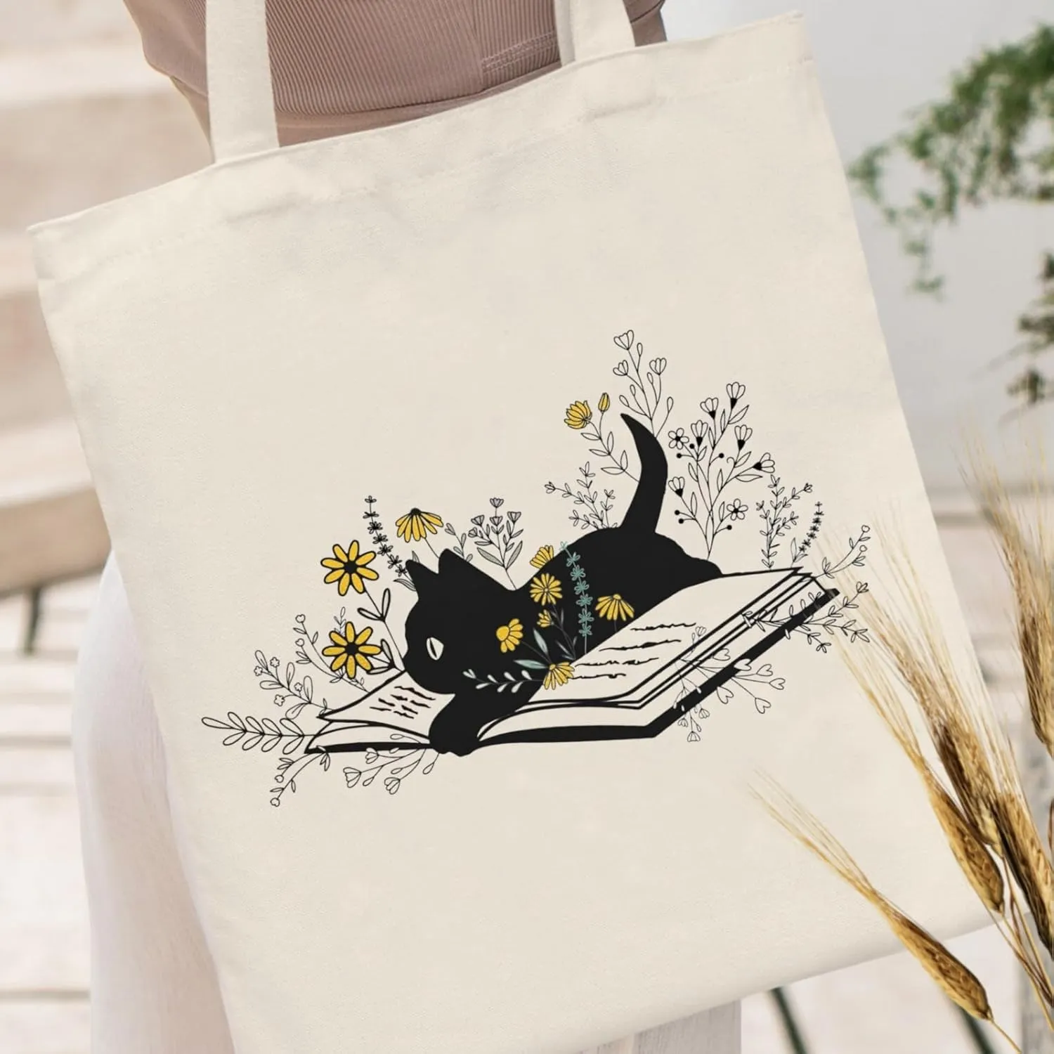 Andeiltech Canvas Tote Bag for Women, Aesthetic Travel Tote Bag Shoulder Reusable Grocery Bags Mom Birthday Gift