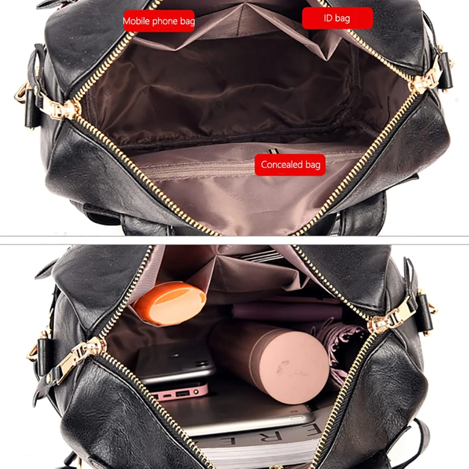 Backpack Purse Leather Shoulder Bags for Travel, Large Fashionable Designer Satchel Handbags for Women Ladies (Black)