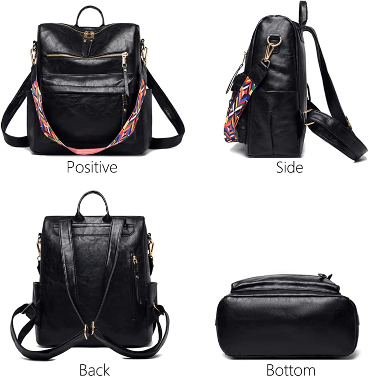 Backpack Purse Leather Shoulder Bags for Travel, Large Fashionable Designer Satchel Handbags for Women Ladies (Pink)