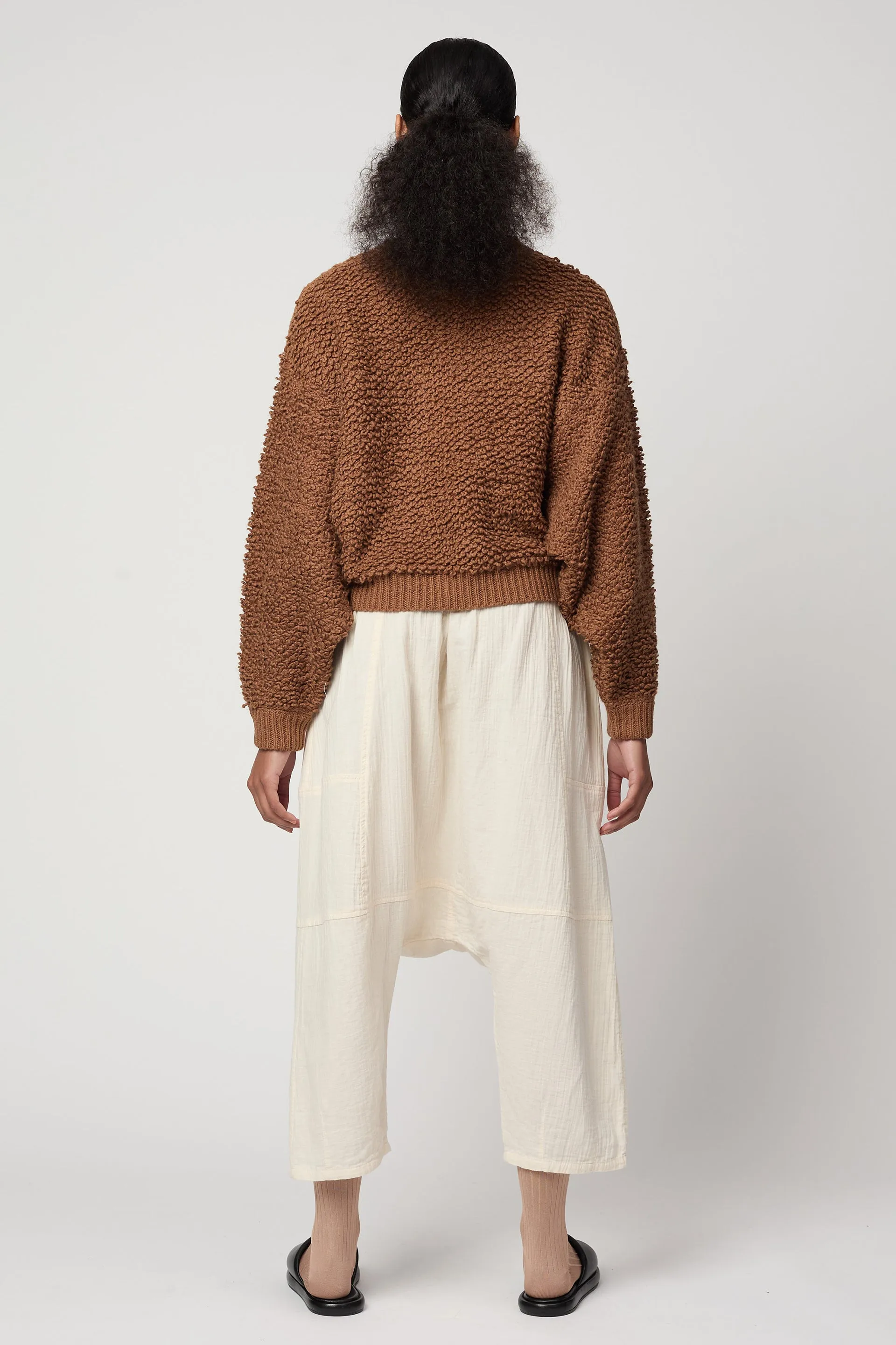 BALLOON SLEEVE SWEATER IN CHUNKY LOOP KNIT