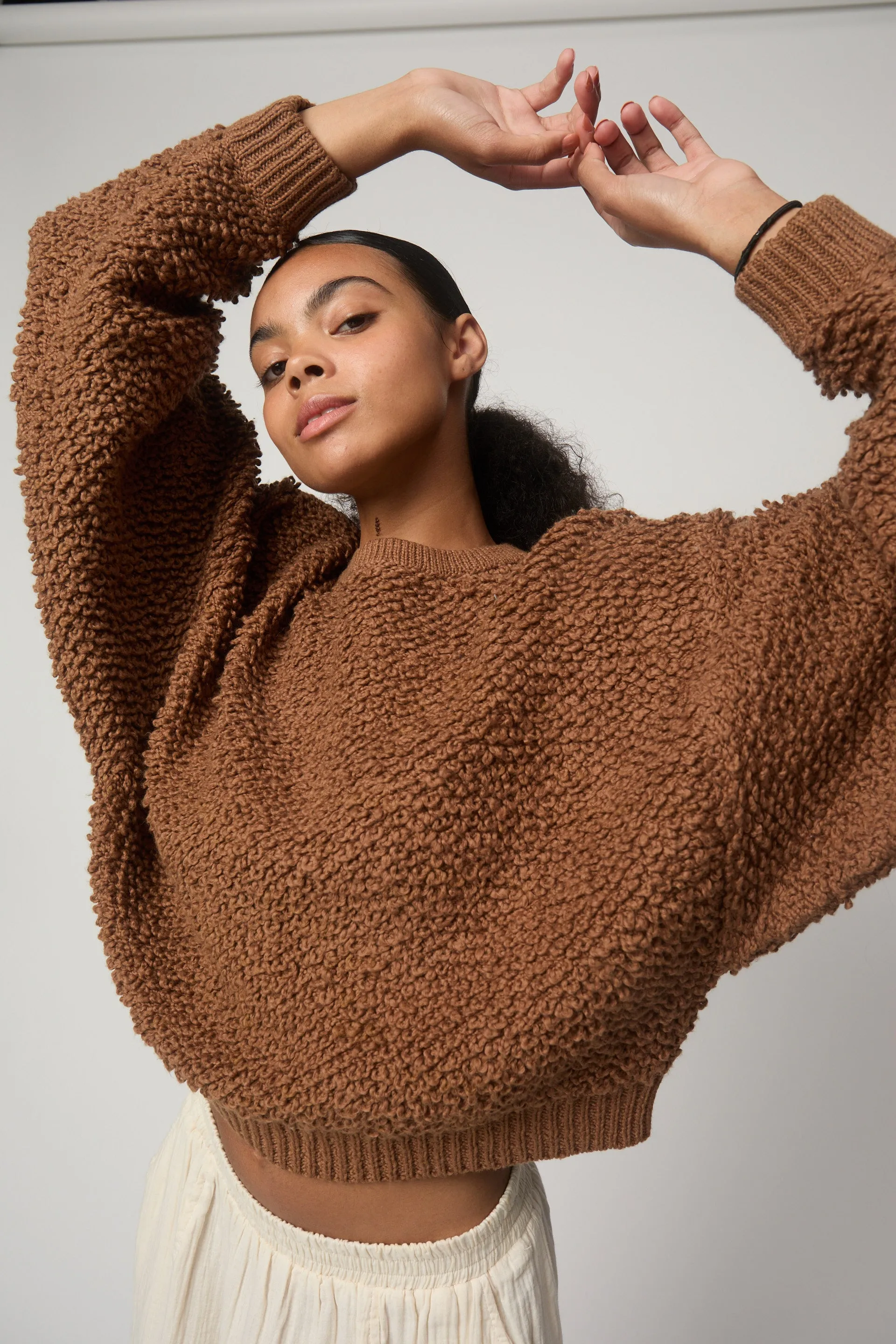 BALLOON SLEEVE SWEATER IN CHUNKY LOOP KNIT