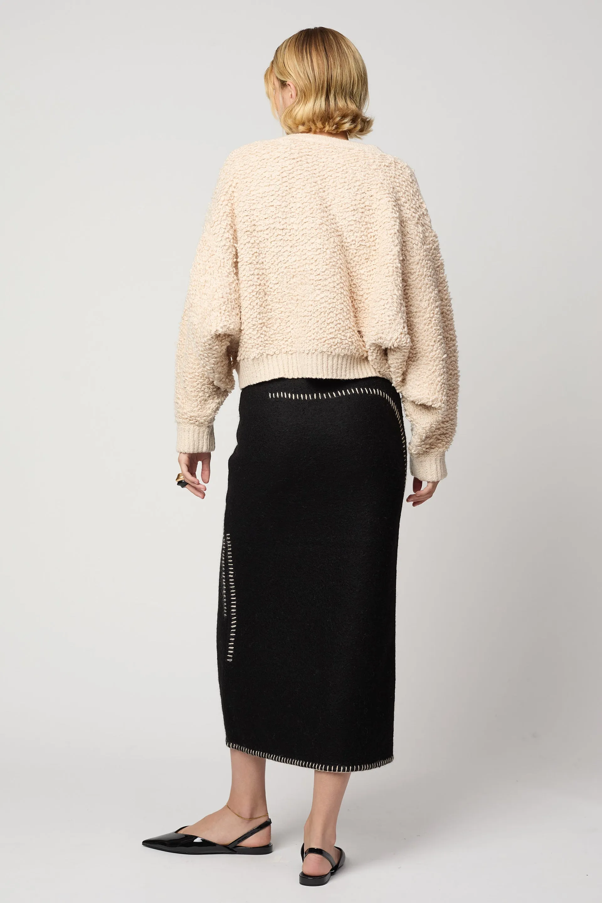 BALLOON SLEEVE SWEATER IN CHUNKY LOOP KNIT