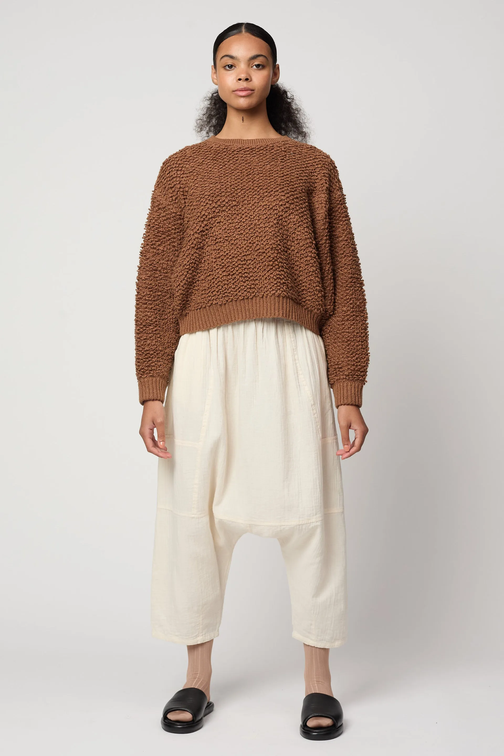 BALLOON SLEEVE SWEATER IN CHUNKY LOOP KNIT