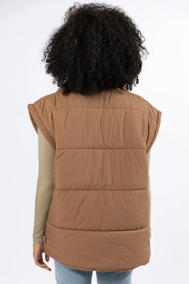 Best Bet Brown Oversized Puffer Vest FINAL SALE