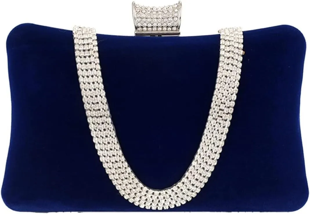 Bridal Wedding Purse Glitter Shoulder Elegant Crossbody Velvet Evening for Women Rhinestone Clutch Sparkly Handbag