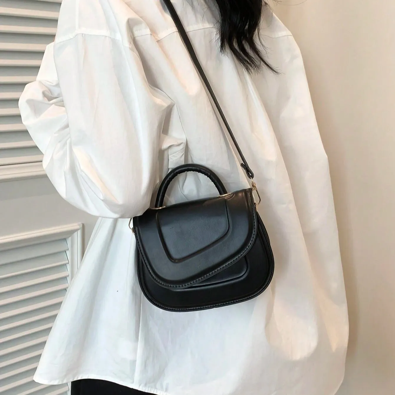 Briella | Luxe Statement Minimalist Saddle Bag