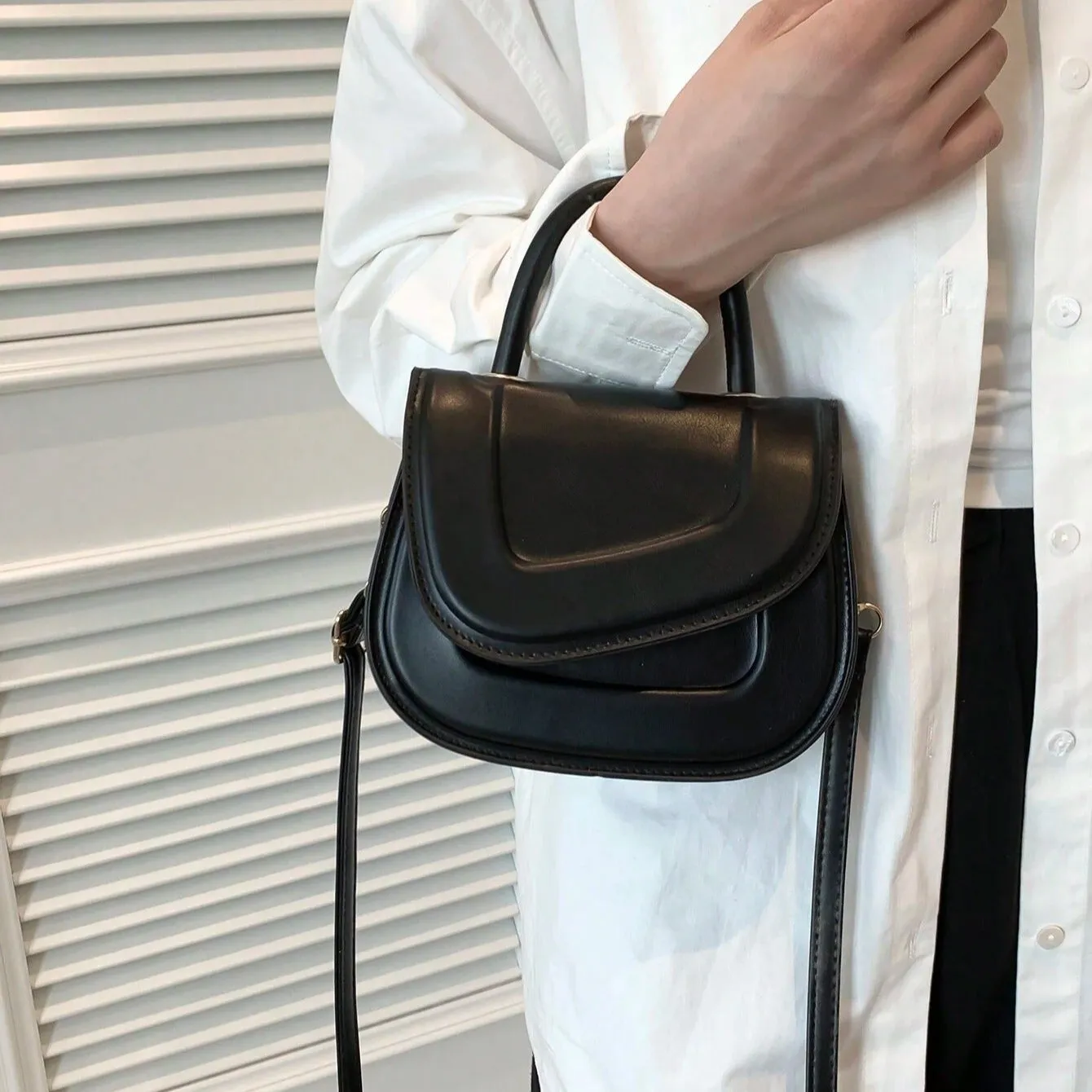 Briella | Luxe Statement Minimalist Saddle Bag