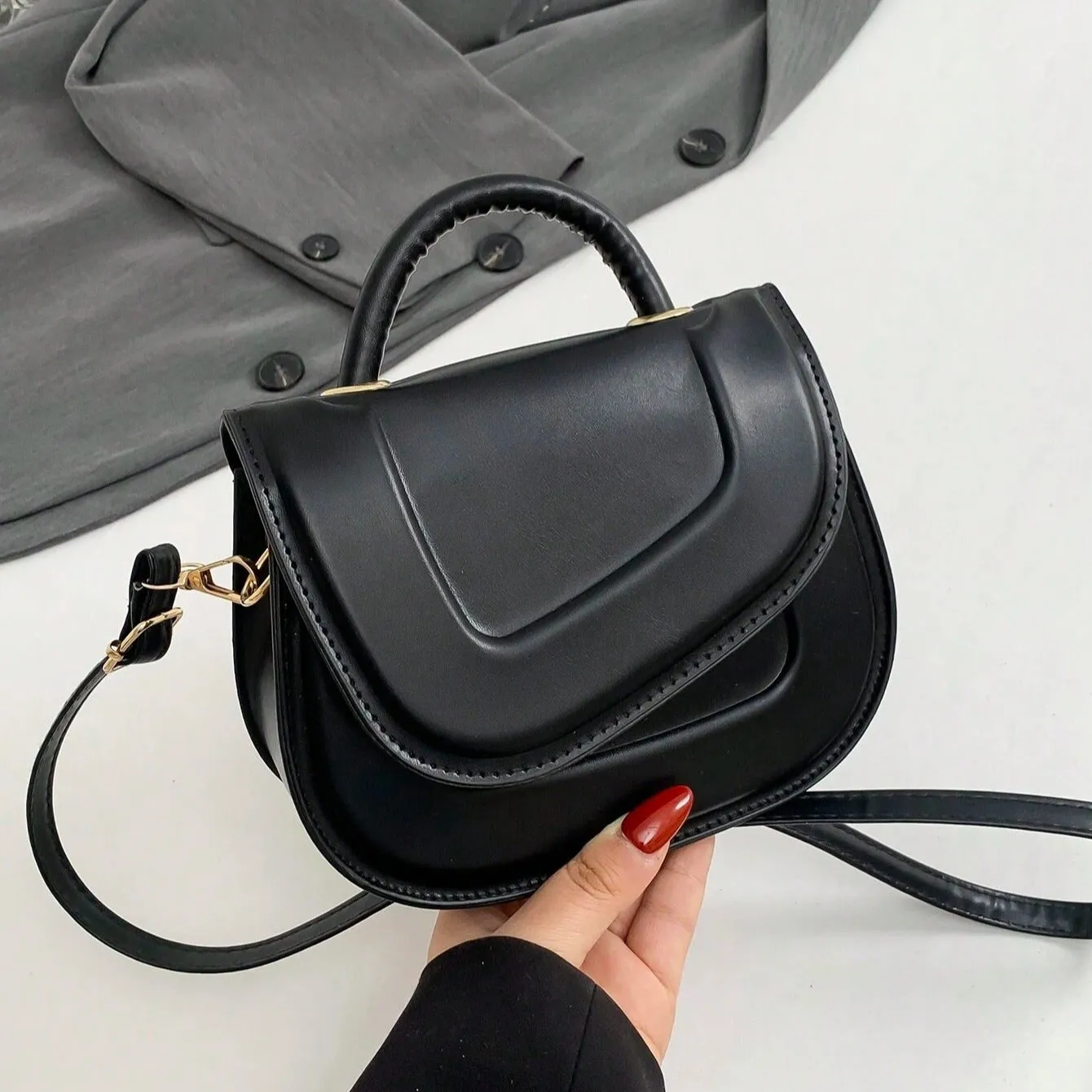 Briella | Luxe Statement Minimalist Saddle Bag