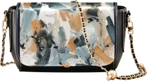 Brush Watercolor Abstract Leather Shoulder Bags Gifts Crossbody Purses for Women Medium Satchel with Chain Strap
