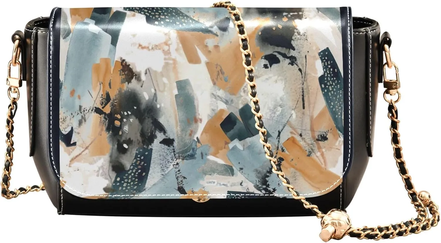 Brush Watercolor Abstract Leather Shoulder Bags Gifts Crossbody Purses for Women Medium Satchel with Chain Strap