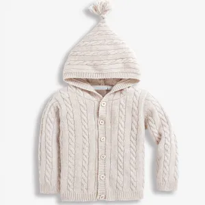 Cable Hooded Knit Cardigan