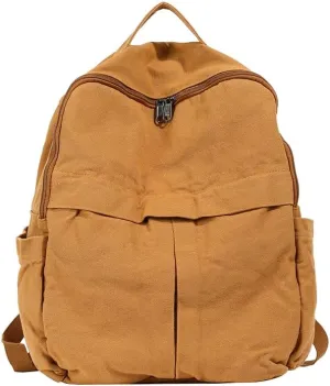 Canvas Backpack, Large Capacity, Laptop Backpack Durable Lightweight for Hiking, Camping, Travel, Daily Use (Brown)