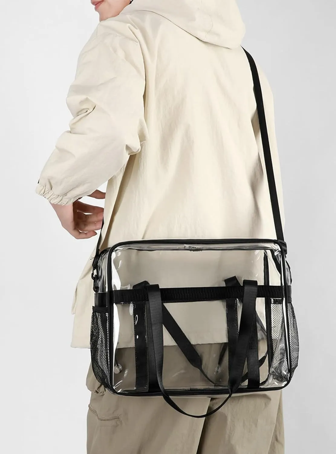 Clear PVC Travel Tote Bag Stadium Events Large Transparent Beach Concert Bag Sports Festival Work