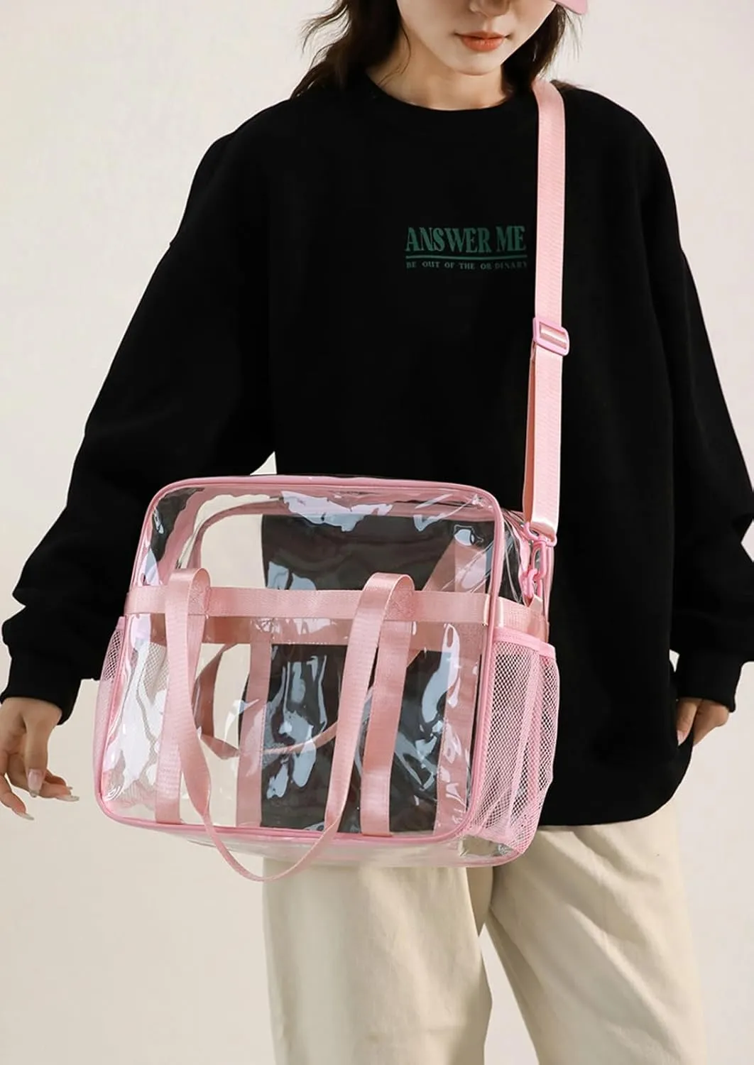 Clear PVC Travel Tote Bag Stadium Events Large Transparent Beach Concert Bag Sports Festival Work