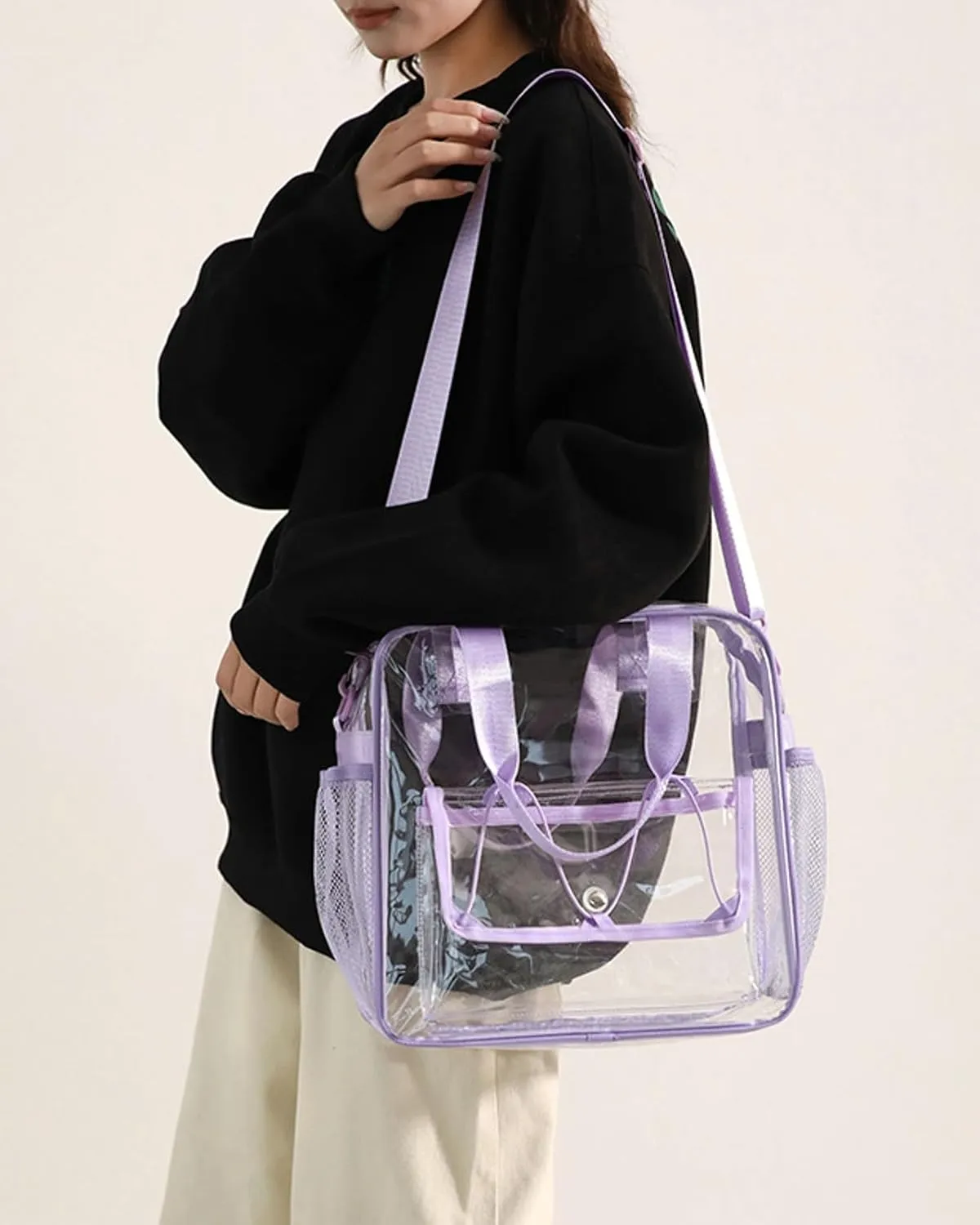 Clear PVC Travel Tote Bag Stadium Events Large Transparent Beach Concert Bag Sports Festival Work