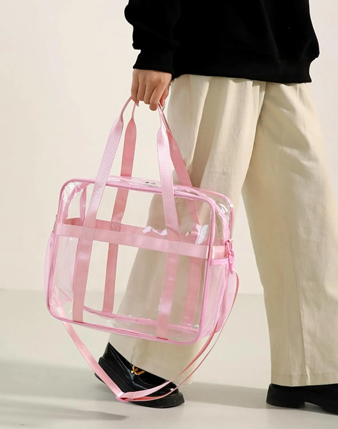 Clear PVC Travel Tote Bag Stadium Events Large Transparent Beach Concert Bag Sports Festival Work