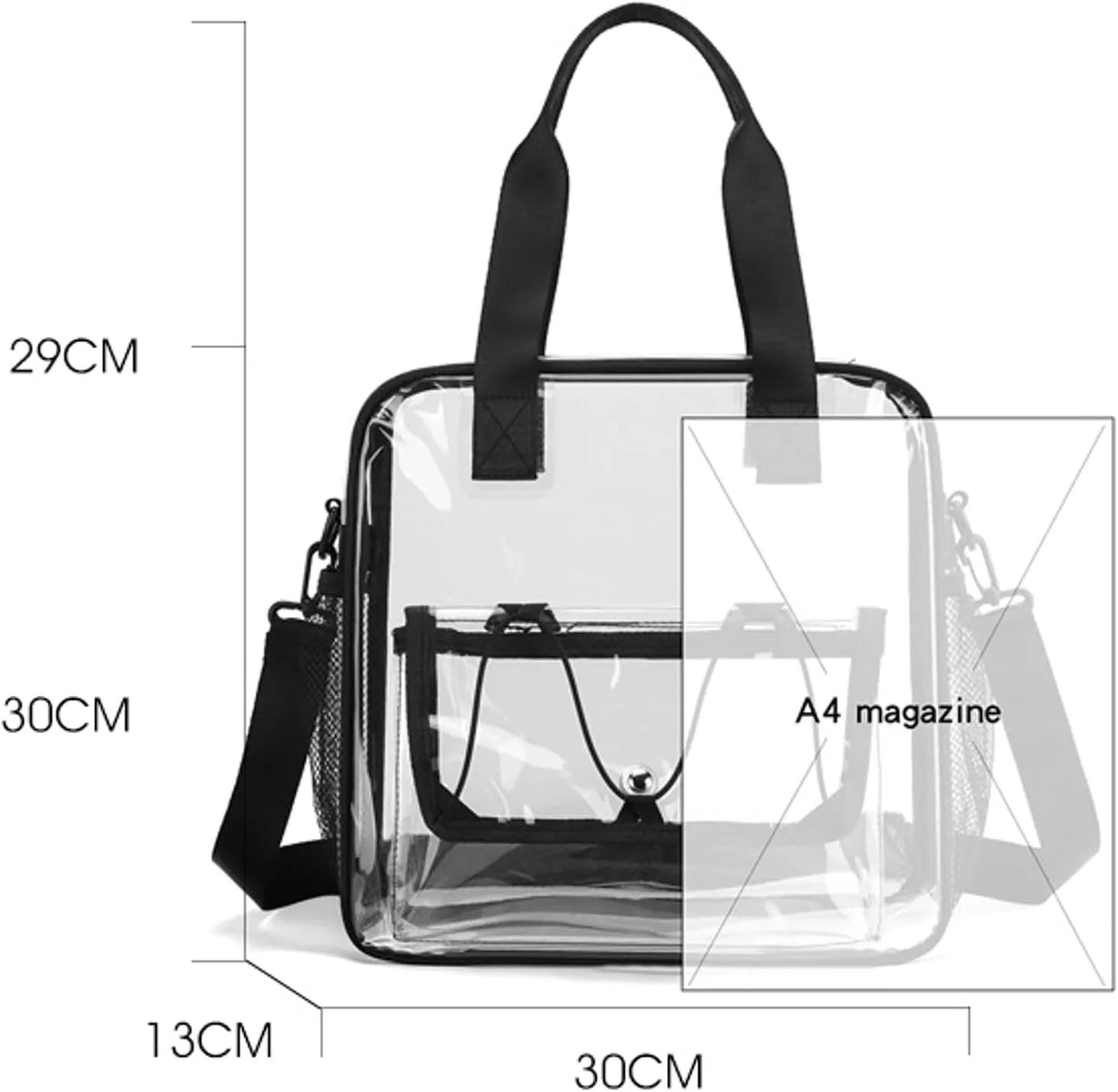Clear PVC Travel Tote Bag Stadium Events Large Transparent Beach Concert Bag Sports Festival Work