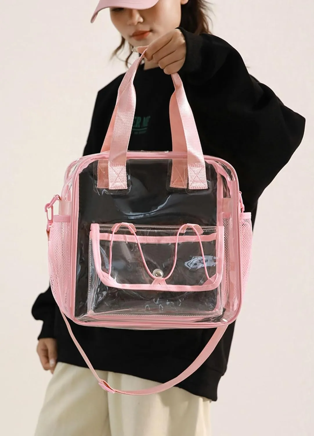 Clear PVC Travel Tote Bag Stadium Events Large Transparent Beach Concert Bag Sports Festival Work