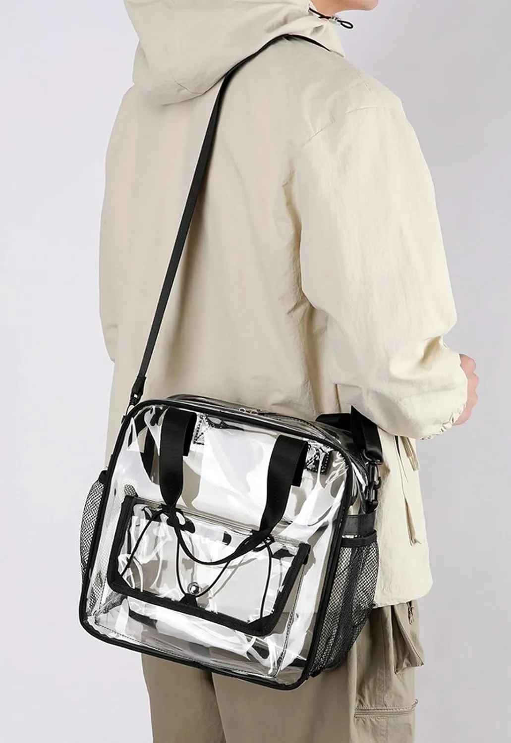 Clear PVC Travel Tote Bag Stadium Events Large Transparent Beach Concert Bag Sports Festival Work