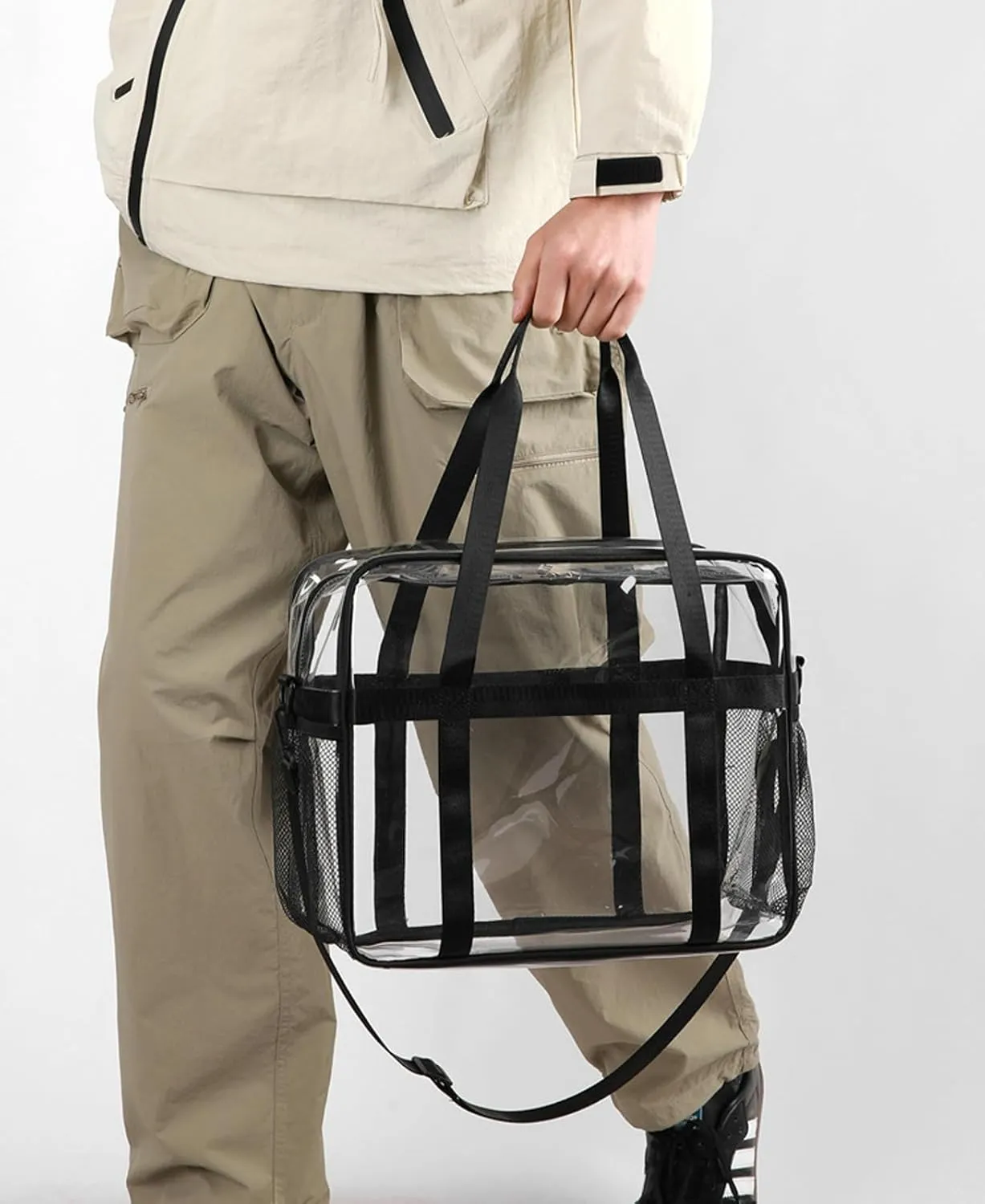 Clear PVC Travel Tote Bag Stadium Events Large Transparent Beach Concert Bag Sports Festival Work