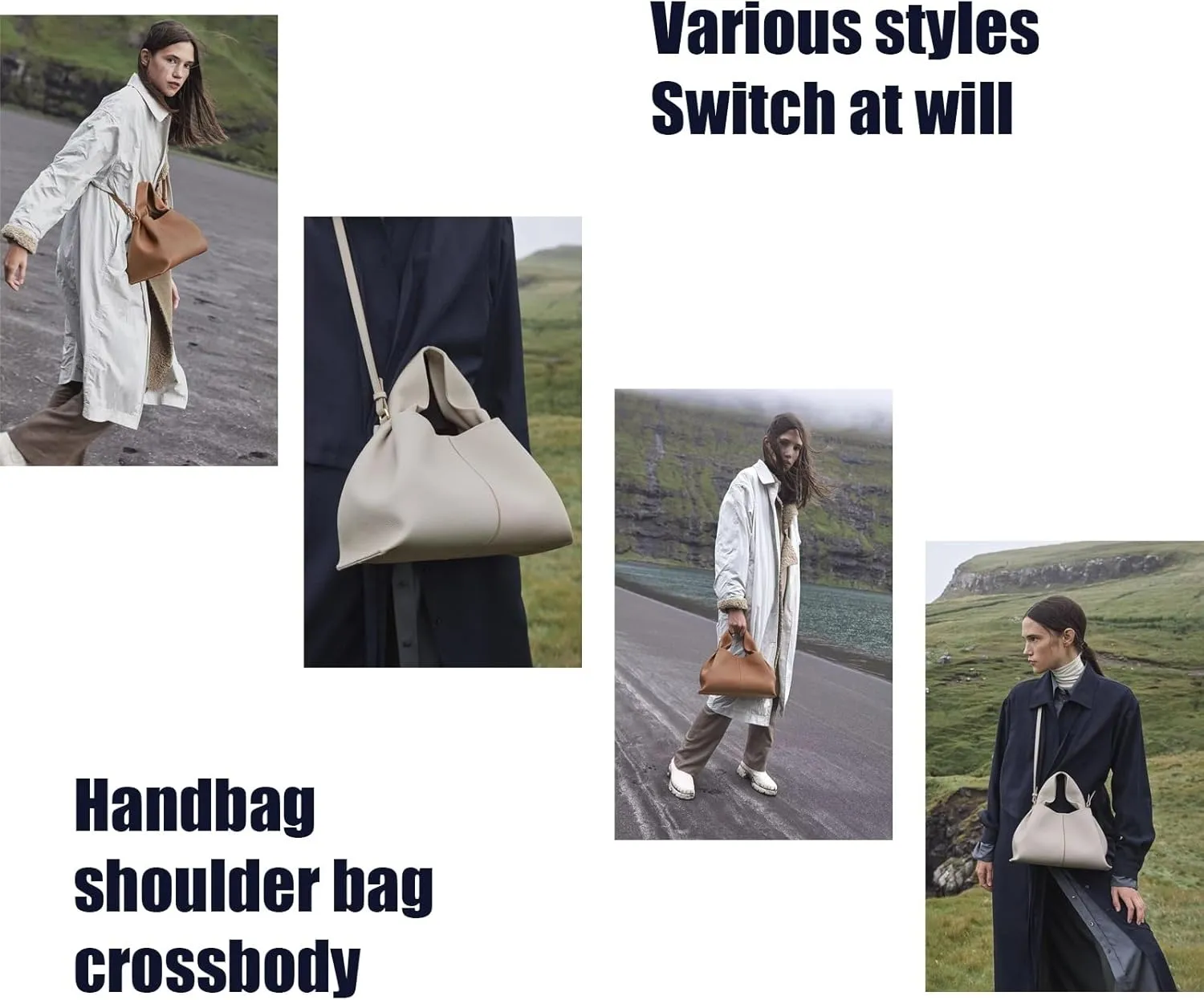 Cloud Silhouette Leather HandbagDesigner Leather Shoulder Bags, Retro Crossbody bag Purse Casual Dumpling Hobo Bag