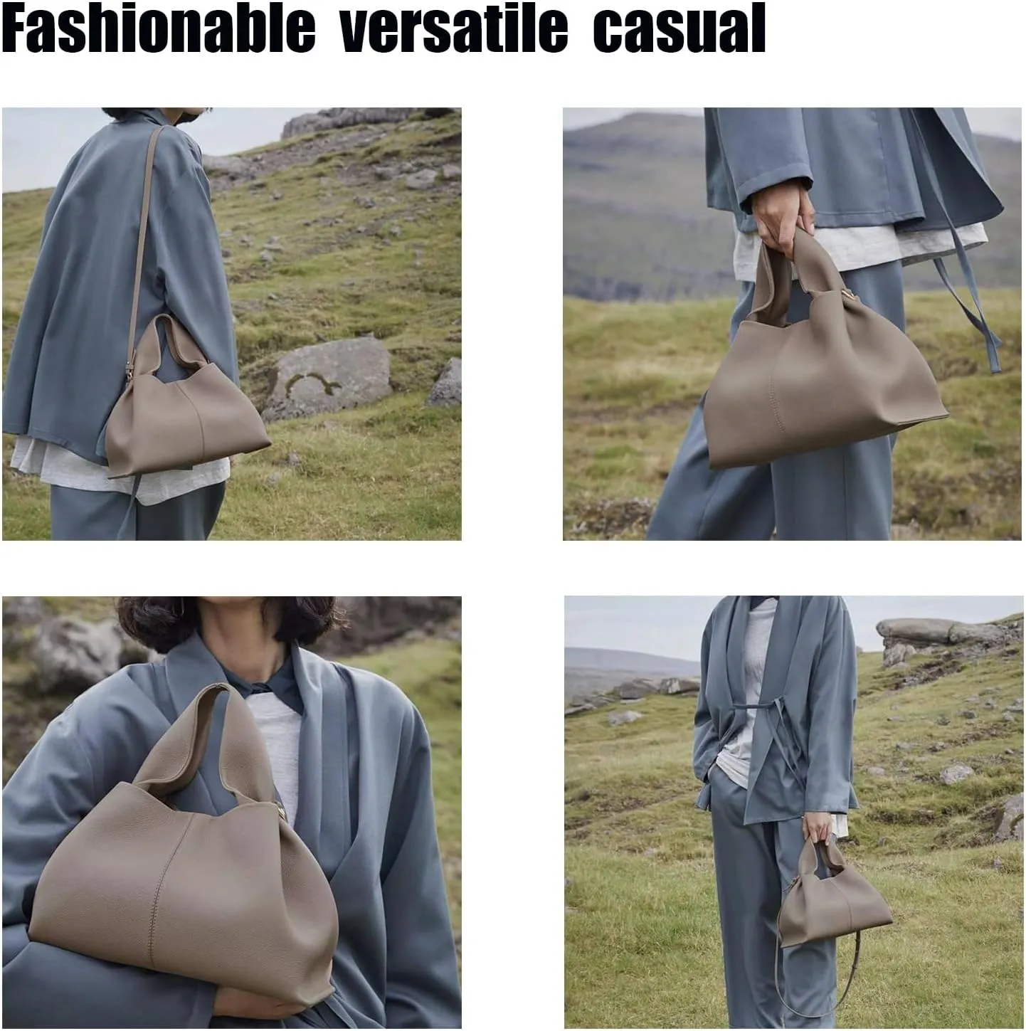 Cloud Silhouette Leather HandbagDesigner Leather Shoulder Bags, Retro Crossbody bag Purse Casual Dumpling Hobo Bag