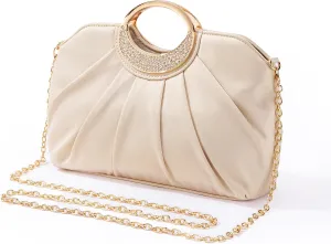 Clutch Purses for Women Formal, Soft Pleated Fabric Evening Bag, Dressy Handbags for Party, Prom, Wedding