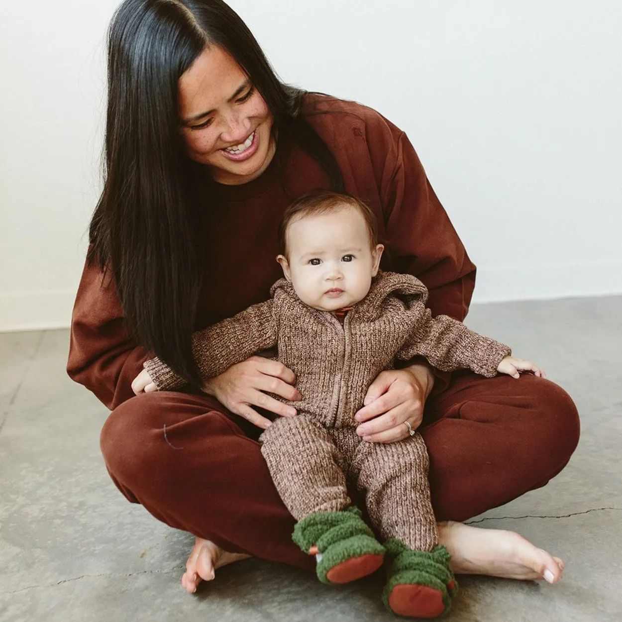 Cotton Kids Knit Hoodie - Bark