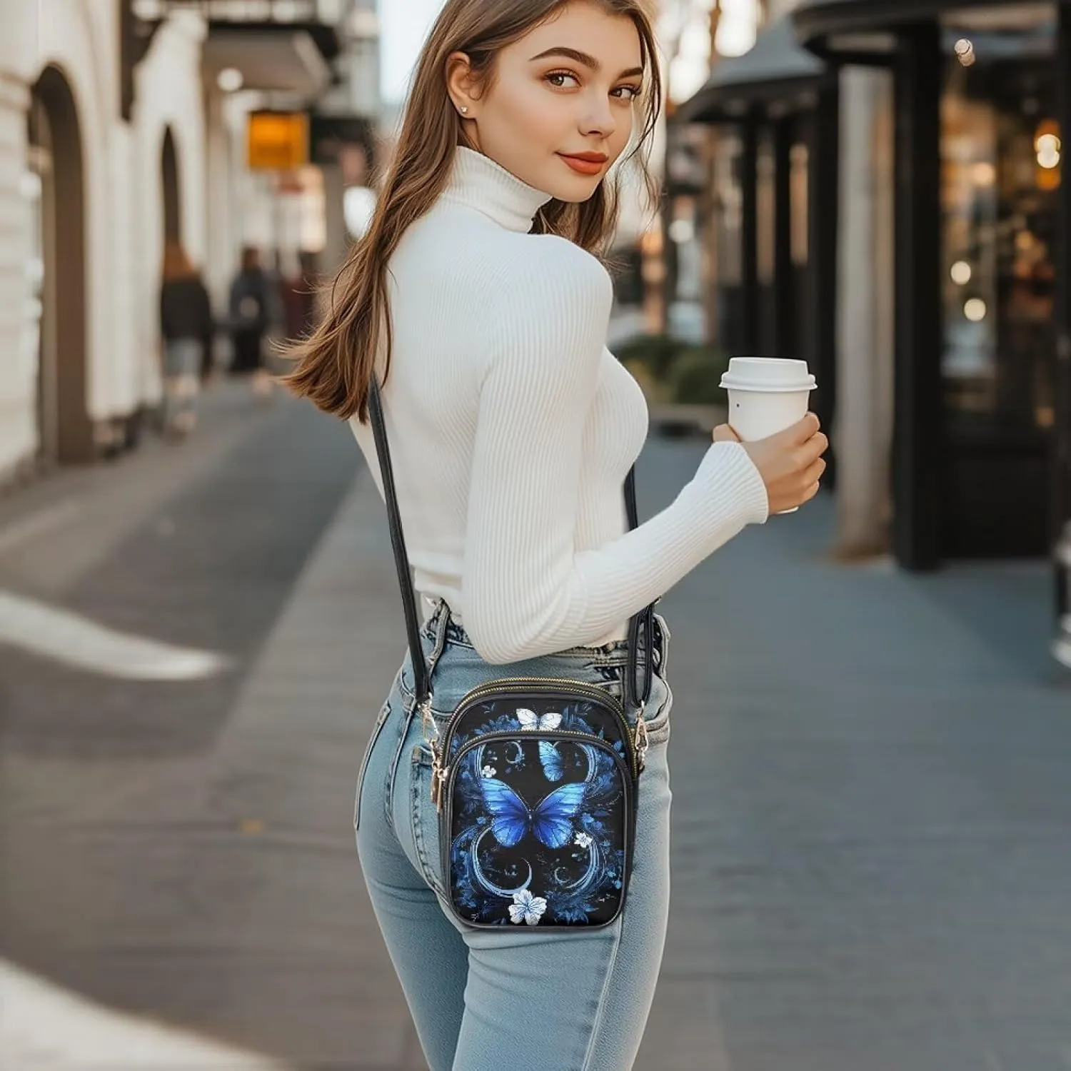 Crossbody Bags for Women Travel Small Sling Purse Leather Shoulder Bags Multi Pockets