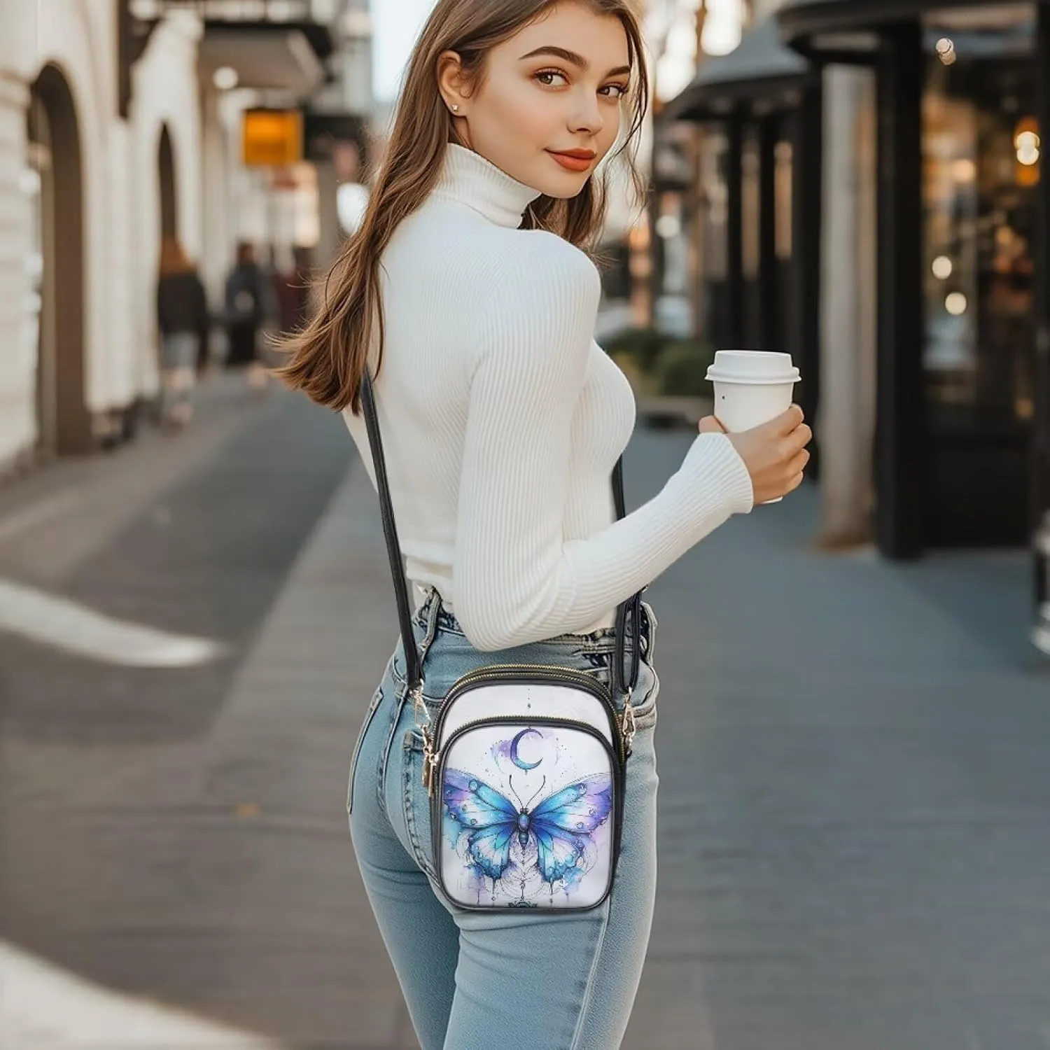 Crossbody Bags for Women Travel Small Sling Purse Leather Shoulder Bags Multi Pockets