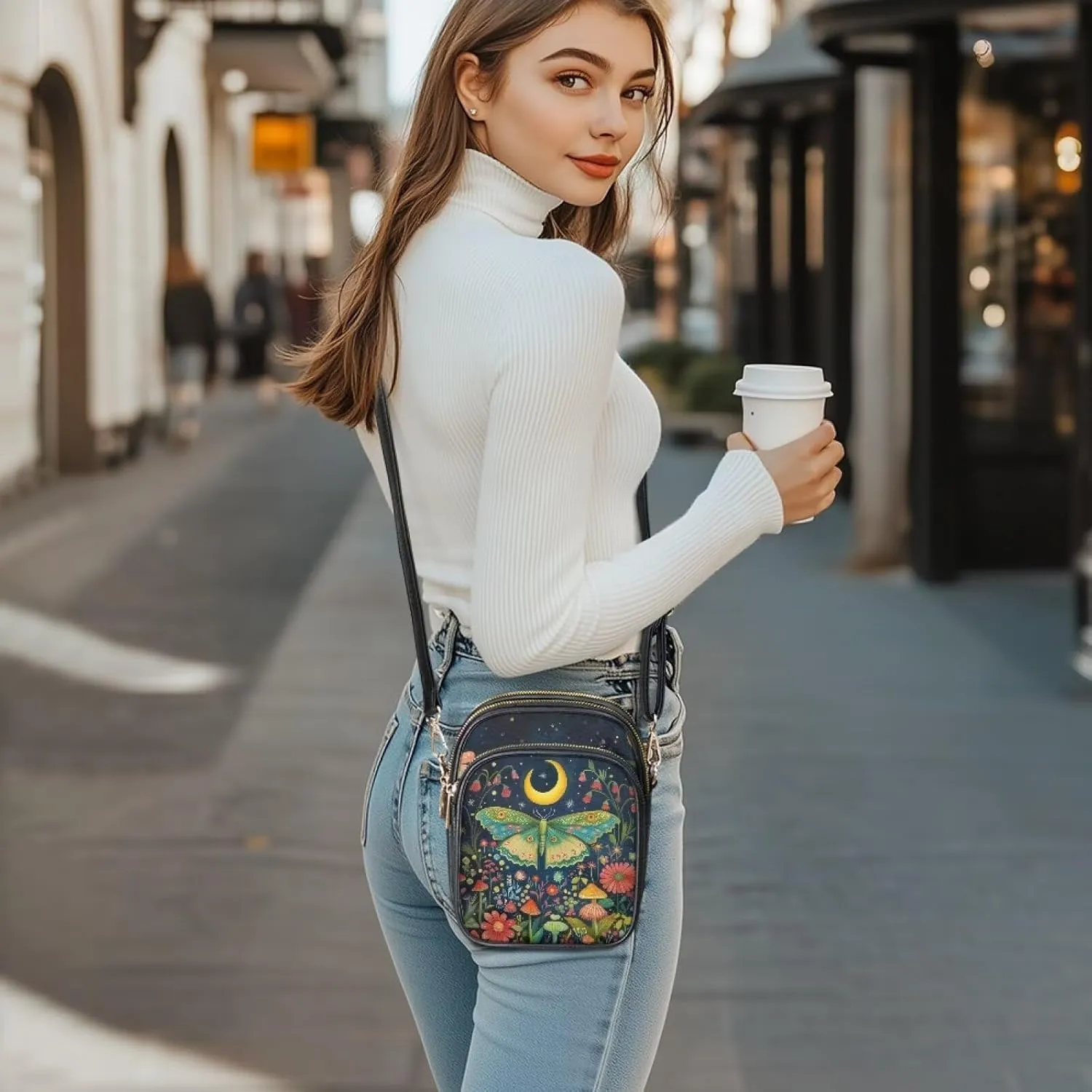 Crossbody Bags for Women Travel Small Sling Purse Leather Shoulder Bags Multi Pockets