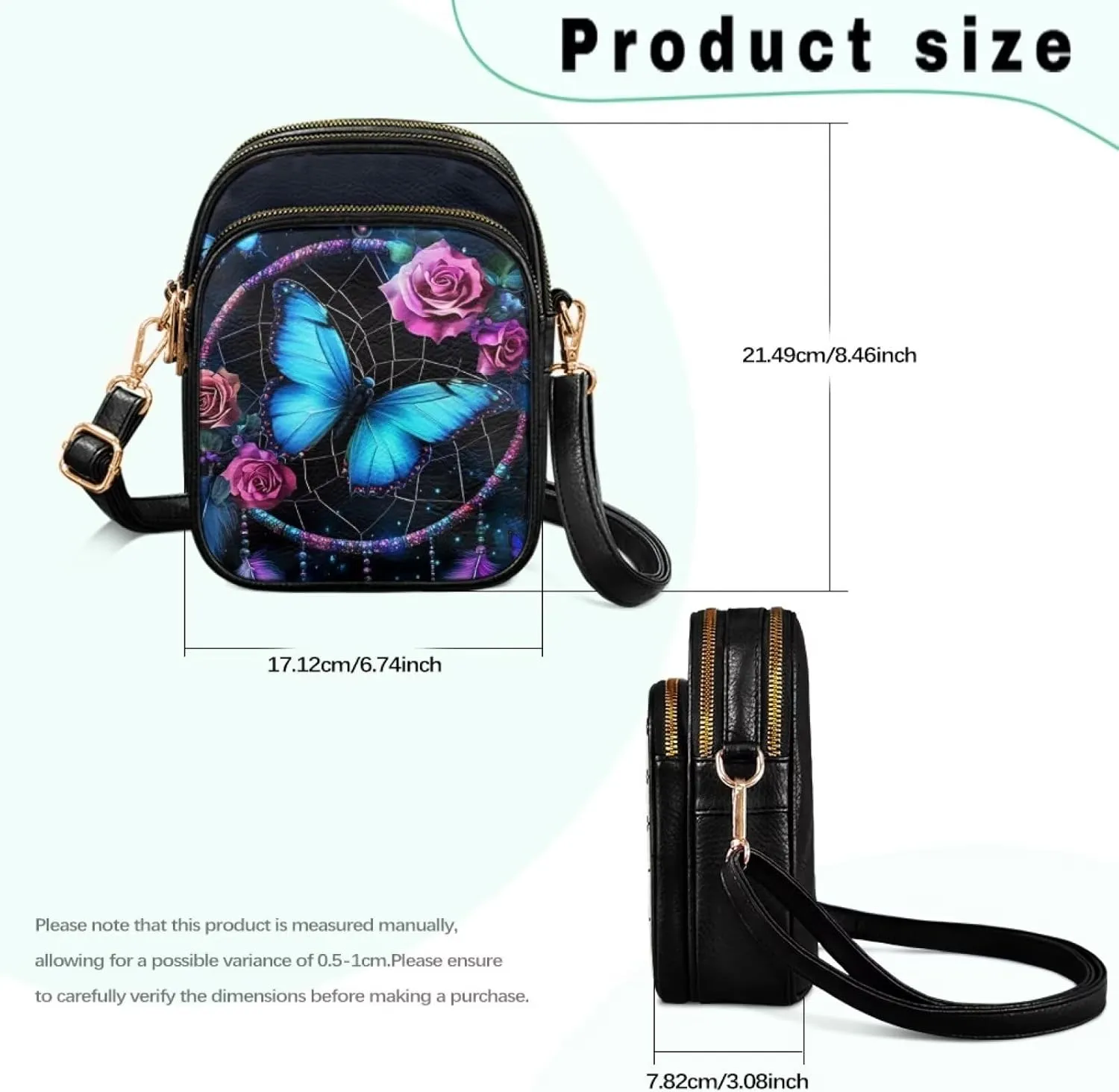 Crossbody Bags for Women Travel Small Sling Purse Leather Shoulder Bags Multi Pockets
