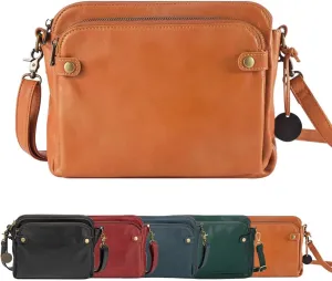Crossbody Leather Shoulder Bags and Clutches, Women's Crossbody Handbags with Adjustable Strap, Multiple Compartments