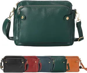 Crossbody Leather Shoulder Bags and Clutches, Women's Crossbody Handbags with Adjustable Strap, Multiple Compartments