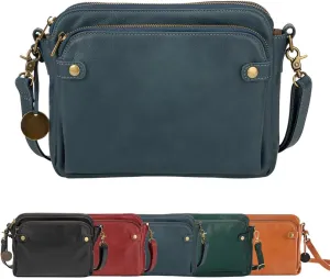Crossbody Leather Shoulder Bags and Clutches, Women's Crossbody Handbags with Adjustable Strap, Multiple Compartments