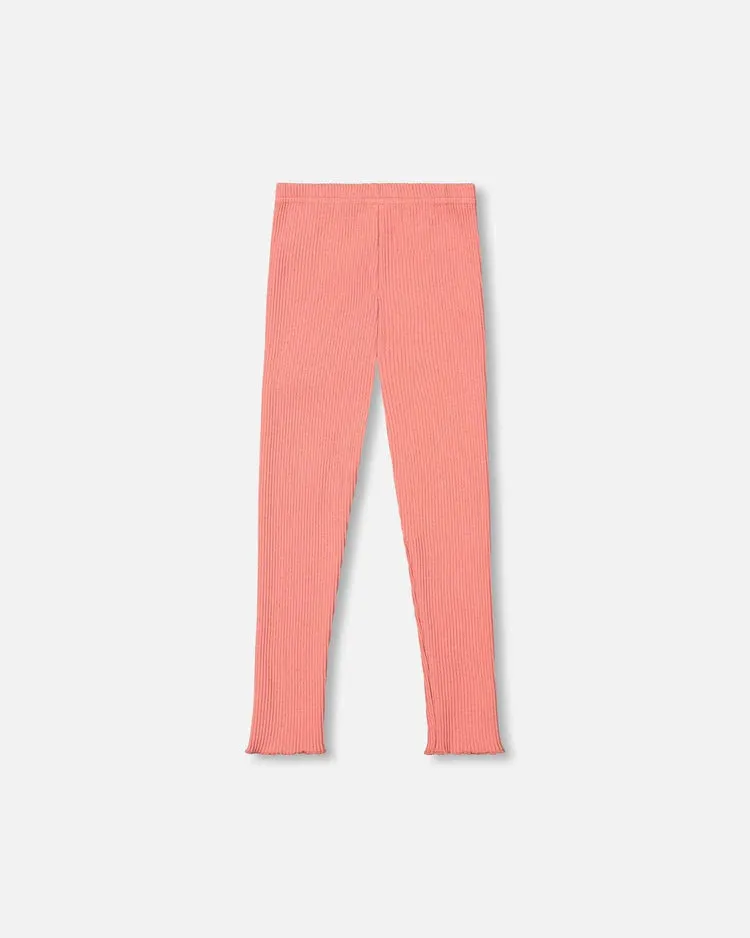 Deux Par Deux Ribbed Leggings - Terra Cotta