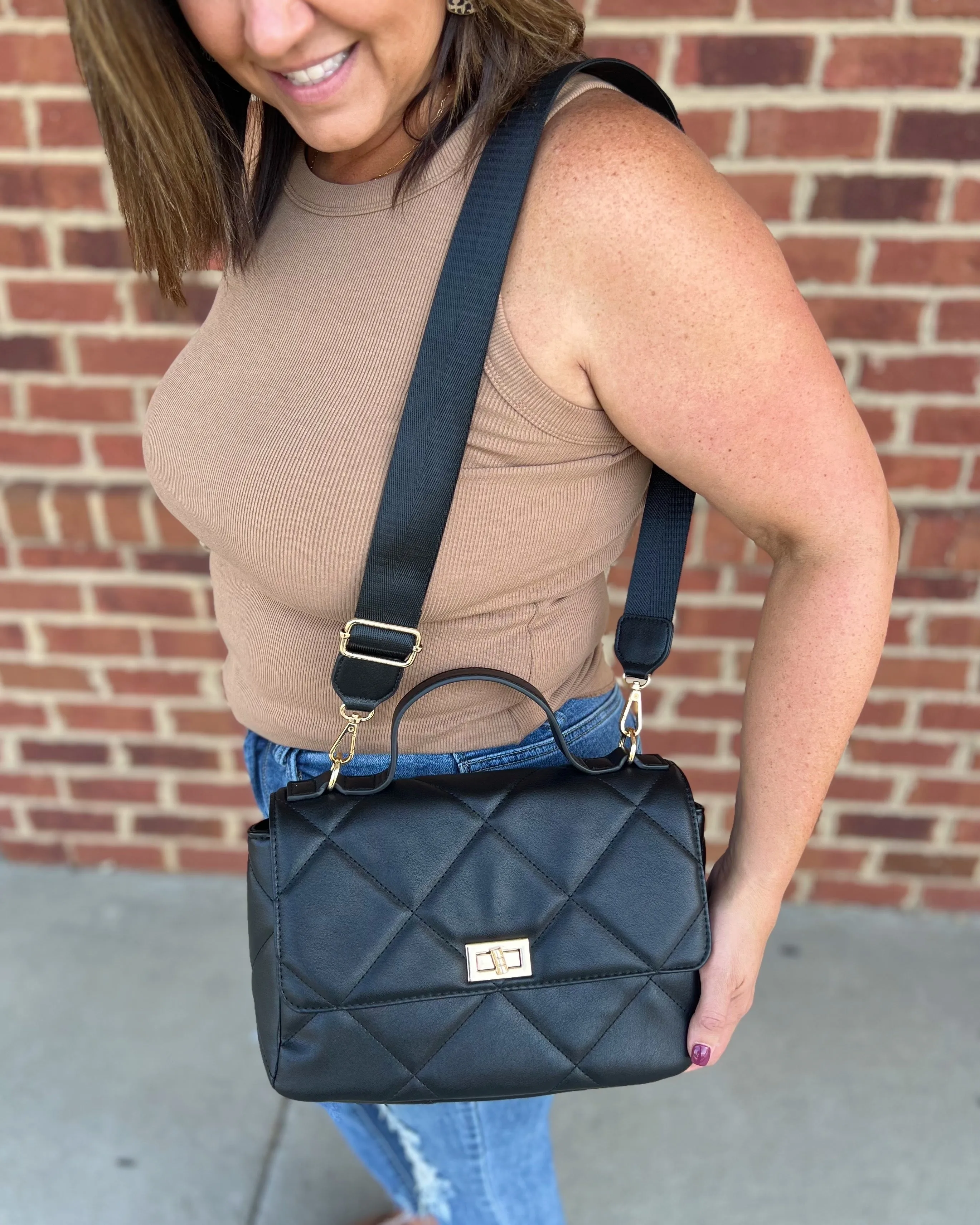 EH Quilted Crossbody Bag in Black