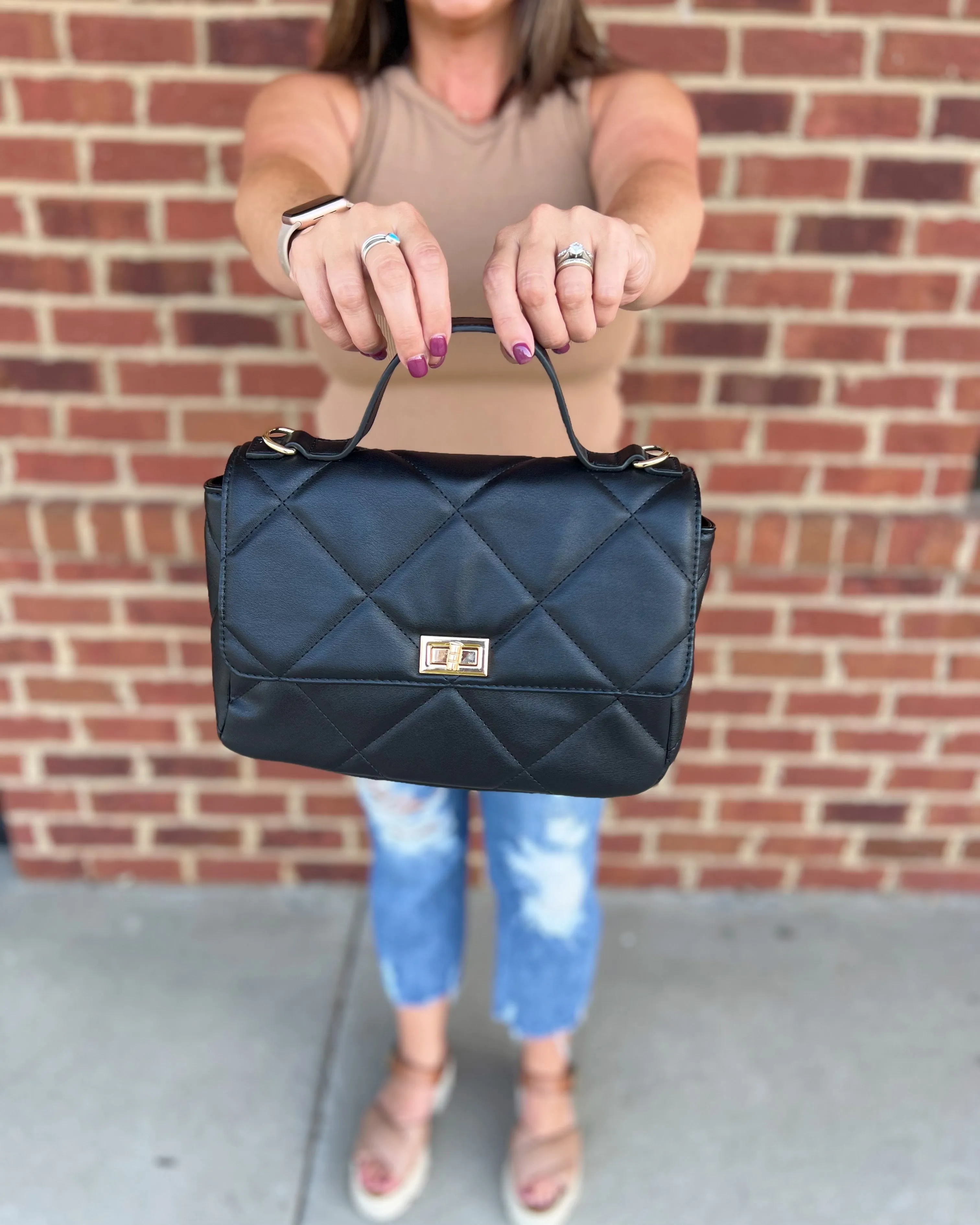 EH Quilted Crossbody Bag in Black