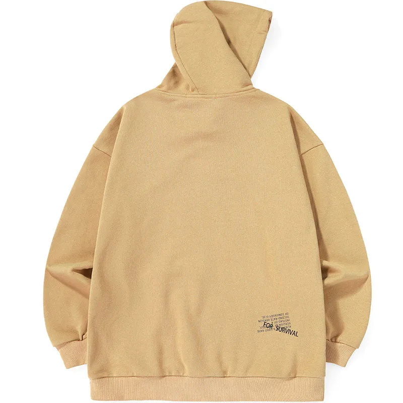 English Print Kangaroo Pocket Long Sleeved Hoodies