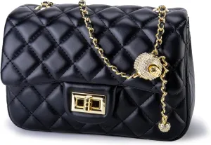 Fabufabu Cowhide Shoulder Bag for Women Leather Small Satchel Crossbody Bag Quilted Purses With Chain Strap