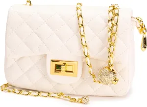 Fabufabu Cowhide Shoulder Bag for Women Leather Small Satchel Crossbody Bag Quilted Purses With Chain Strap